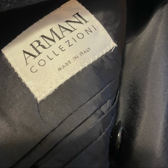 - ARMANI COLLEZIONI men’s navy blue wool blazer jacket - Picture 5 of 6